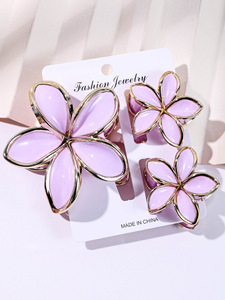 Lot de 3 pinces à <span class=keywords><strong>cheveux</strong></span> en forme de fleur de frangipanier avec bordure dorée, épingles à <span class=keywords><strong>cheveux</strong></span> esthétiques en résine gelée, bijoux de plage d'été style sirène pour femmes - Product Image 5