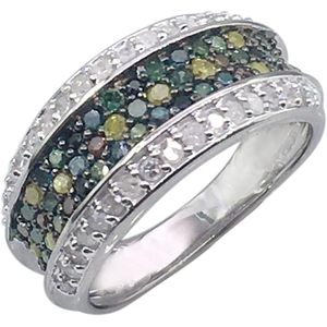 Bague en diamant blanc et multicolore taille ronde Jewelspaark 0,94 carats en argent sterling 925, bijoux de fiançailles pour femmes - Product Image 3
