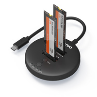 Docking Station Mini NVMe/AHCI M.2 SSD 2 Bay Tanpa Alat, Kloning Duplikator USB 3.2 Gen2x2 20Gbps untuk Solid State Drive