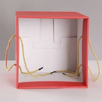 Boîte Cadeau Tambour Rouge Gaufrée Haut de Gamme en Matériau Recyclable avec Poignée pour Fêtes et Cosmétiques, Taille Personnalisable, en Carton Kraft Ondulé