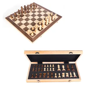 Boîte de rangement d'échecs en bois bon marché en gros ensemble de jeu d'échecs international