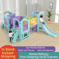Kastil Seluncuran Plastik Anak Indoor/Outdoor Ramah Lingkungan untuk Penggunaan di Rumah, Mainan Taman Hiburan Skala Besar untuk Bayi dan TK