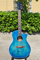 Boult Brand 40 Inch OEM Custom Vintage Blue Acoustic Guitar Solid Spruce Top Mahogany Body Musical Instrument
