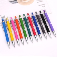 Stylo bille en aluminium avec pointe tactile et colle souple, idéal pour promotion d'entreprise, personnalisable avec logo