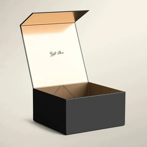 Boîtes en papier pliables de luxe avec logo personnalisé, forme carrée avec aimant pour collier, bijoux, emballage gaufré pour offrir en cadeau - Product Image 6