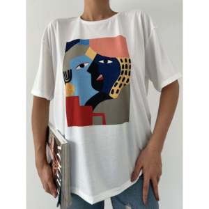 Camiseta Básica Estampada para Mujer, 100% Algodón Jersey, Transpirable, Manga Regular, Impresión Serigráfica - Product Image 4