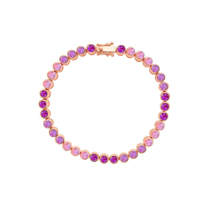 Pulsera de tenis Gemnel con ópalos redondos en ombré pastel, plata de ley 925, joyería fina para regalo de niña, se puede personalizar el color de la piedra - Product Image 1