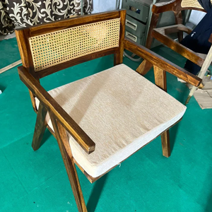 Fauteuil en rotin et bois massif pour salon, chambre, salle à manger, mobilier de maison, finition marron, siège d'appoint confortable - Product Image 5