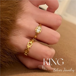 Anillo de Plata de Ley con Hebilla de Herradura y Diamante de Imitación en Forma de Lágrima, Joyería King Silver, Unisex, para Uso Diario - Product Image 2