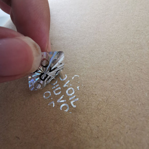 Etichette di sicurezza a prova di manomissione autentiche personalizzate senza garanzia se rimosso ologramma rotondo adesivo d'argento <span class=keywords><strong>con</strong></span> testo - Product Image 5