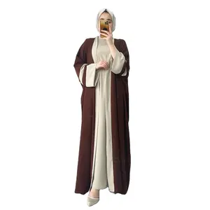 New Abaya Women Muslim Dress 2024 Middle East Cardigan Robe Dubai Women's Muslim Long Dress Abaya 2 Piece Set