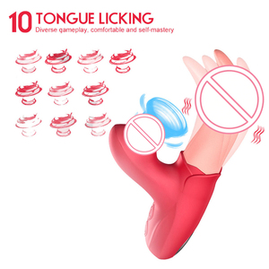 Vibratore a 10 Modalità con Funzione di Leccata e Spinta, Dildo Rosa, Stimolatore Clitorideo, Strumento per il Piacere del Punto G in ABS+Silicone - Product Image 2