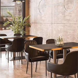 Asientos de Restaurante Modernos en Oferta, Muebles de Restaurante de Color Negro, Juego de Mesa y Sillas de Cuero para Restaurante de Comida Rápida - Product Image 4