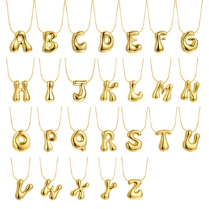 Joyería de moda Estilo lindo Burbuja pequeña Chapado en oro Collar con colgante de letra inicial hinchada de acero inoxidable - Product Image 1