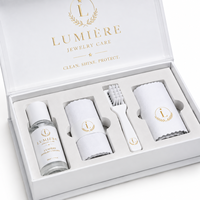 Boîte cadeau pliable en carton avec poignée magnétique, insert en EVA blanc, pelliculage brillant, logo personnalisé de luxe, pour le nettoyage des bijoux