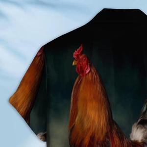 เสื้อเชิ้ตผู้ชายลายไก่ฮาวายแบบกำหนดเอง - ดีไซน์ลายไก่ที่เป็นเอกลักษณ์ - เสื้อเชิ้ตลำลองพิมพ์ลายด้วยหมึก - Product Image 4