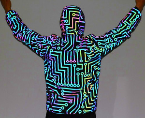 Giacche Puffer con Cappuccio da <span class=keywords><strong>Uomo</strong></span> Stile Hip Hop Casual con Linee Geometriche Colorate Riflettenti - Product Image 6