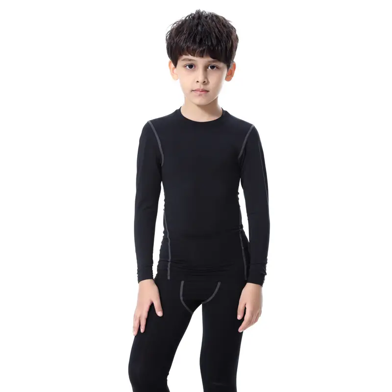 Kids' outfit for Boys and Girls Tight PRO Sports Fitness Training Running Long short sleeves Elastic quick drying shorts and tro