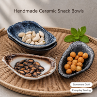 Ensemble de plats à collation en céramique assortis, faits à la main, en grès réactif, style Wabi Sabi rustique, petits, pour usage domestique, style japonais