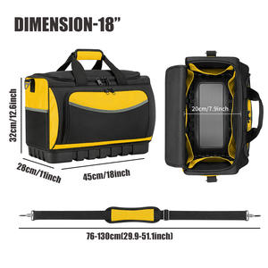 Customized Waterproof Heavy Duty Large <b>Tool</b> <b>Bag</b> Adjustable Strap Wide Open Mouth for Home DIY Equipment Storage Yellow Black - Product Image 3