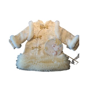 Girls Princess Dress Thickening Windproof Winter Outwear For Baby Girls First Birthday New Year Greeting Dress With Pearl Bag - Product Image 4