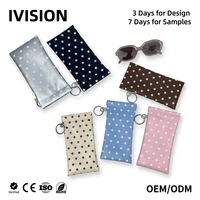 Étui à lunettes portable en cuir à fermeture par pression, motif pois, souple, avec chiffon de nettoyage – Vente en gros