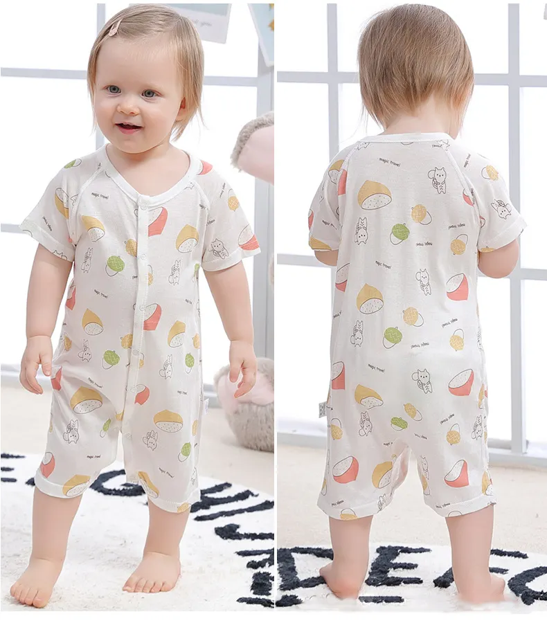 Summer Thin Short Sleeve Baby Sleeping Bag Cool Comfortable Newborn Clothes Natural Bamboo Rompers