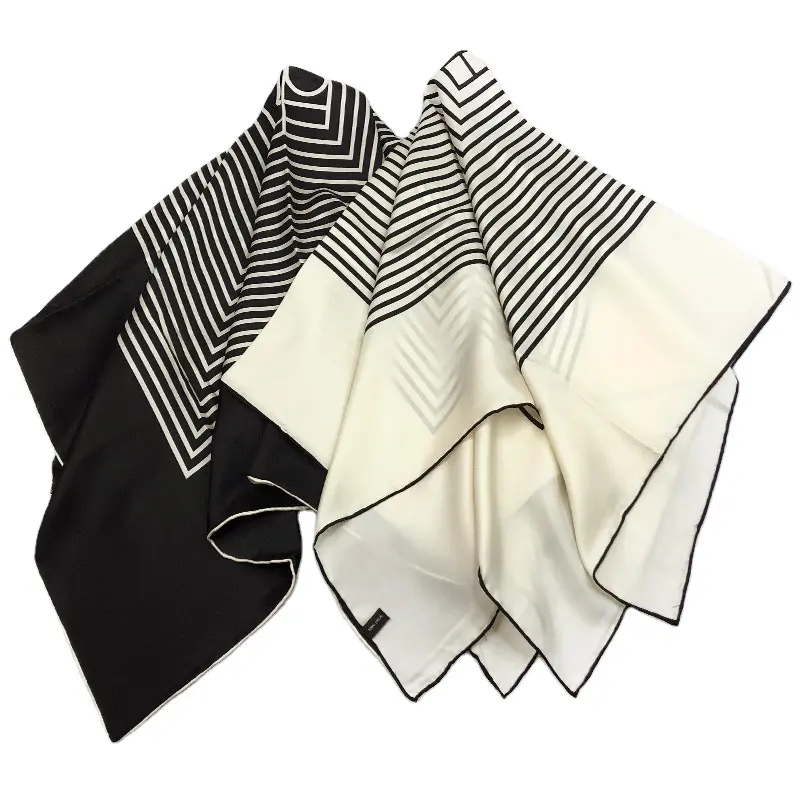 Cachecóis de seda personalizados, lenços quadrados de cetim com impressão digital 90x90