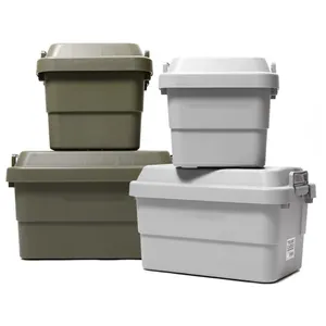 Plastic Colorful Trash Cans Dustbin With Cover Garden Tool Trunk Organizer Storage Boxes & Bins