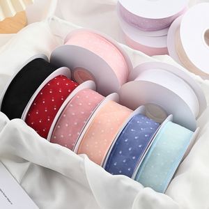 Rubans décoratifs pour la Saint-Valentin, la fête des mères et les mariages, ruban à pois de haute qualité, 2,5 cm, en fil durable, fleurs mignonnes, cadeau - Product Image 3