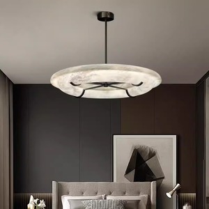 โคมไฟระย้าหินอ่อนสเปนทรงกลม E27 LED สีดำ 220V ป้องกันแสงสะท้อน ถนอมสายตา เหมาะสำหรับห้องนั่งเล่น ห้องนอน ห้องทำงาน - Product Image 1