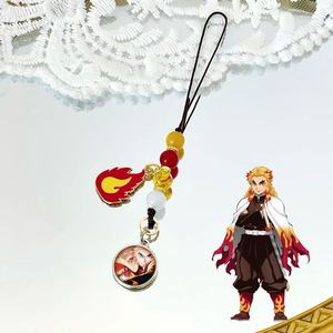 15 Design Tanjirou Nezuko Zenitsu Anime Character Metal Beaded Phone Chain Cartoon Mobile Phone Keyring Phone Chain Keychain - Product Image 4