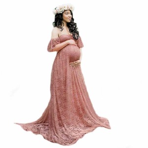 ชุดเดรสยาวปิดไหล่ผ้าโปร่งทรงสลิมฟิต,ชุดเดรสคุณแม่งานถ่ายภาพ Maxi ปี DGPD-001 - Product Image 6