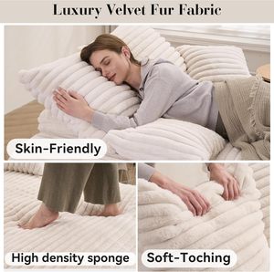 Thiết kế hiện đại quá khổ <span class=keywords><strong>Chaise</strong></span> phòng chờ ghế ấm cúng nhung ngủ sofa giường với 4 gối mật độ cao bọt đám mây đậu đầy - Product Image 6