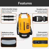 Sac à dos étanche d'extérieur en bâche PVC 500D, sac sec avec bandoulière réglable pour kayak, rafting, bateau, natation, camping, randonnée
