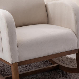 Sillón mecedora de cuero cómodo DB con respaldo capitoné y patas de madera para sala de estar - Product Image 6