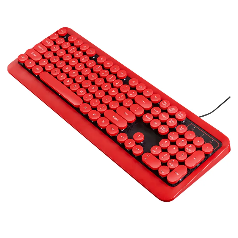 Popular Practical 4 Colors Red Round Key Caps 104 Keys Office Computer Keyboard for Business Working PC Laptop
