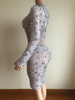 NOVANCE Nouvelles Idées de Produits 2022 Blingbling Diamond Elegant White Long Sleeves Sexy Bodycon Dresses Vêtements pour la Mère de la Mariée