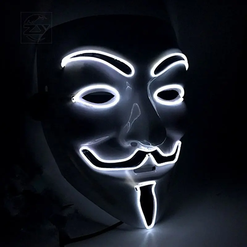 Led Party Masks V For Vendetta Anonymous Guy Fawkes Fancy Adult Costume Accessory Party Cosplay Masquerade Dress Up Mask