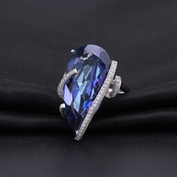 Diseñador permanente estilos de moda internacional clásico Gran Azul Lolita mística cuarzo piedra preciosa 925 anillo de plata pendiente collar