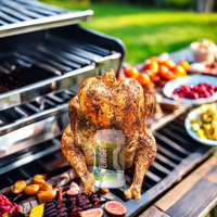 2025 derniers accessoires de barbecue en acier inoxydable porte-ustensiles de Barbecue en plein air poulet rôtissoire support bière peut gril pour l'extérieur
