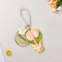 Neue gestrickte Blumenstrauß Schlüssel bund Ins Häkeln Blumen Tasche Anhänger Mini Blumen Blumenstrauß Handgemachte Schlüssel ring Freunde Geschenk Tasche Charme