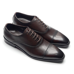 Classic Genuine Leather Men's Dress Shoes Black Brown <b>Cap</b> <b>Toe</b> Lace-Up Oxford Company Business Office Formal Shoes - Product Image 2