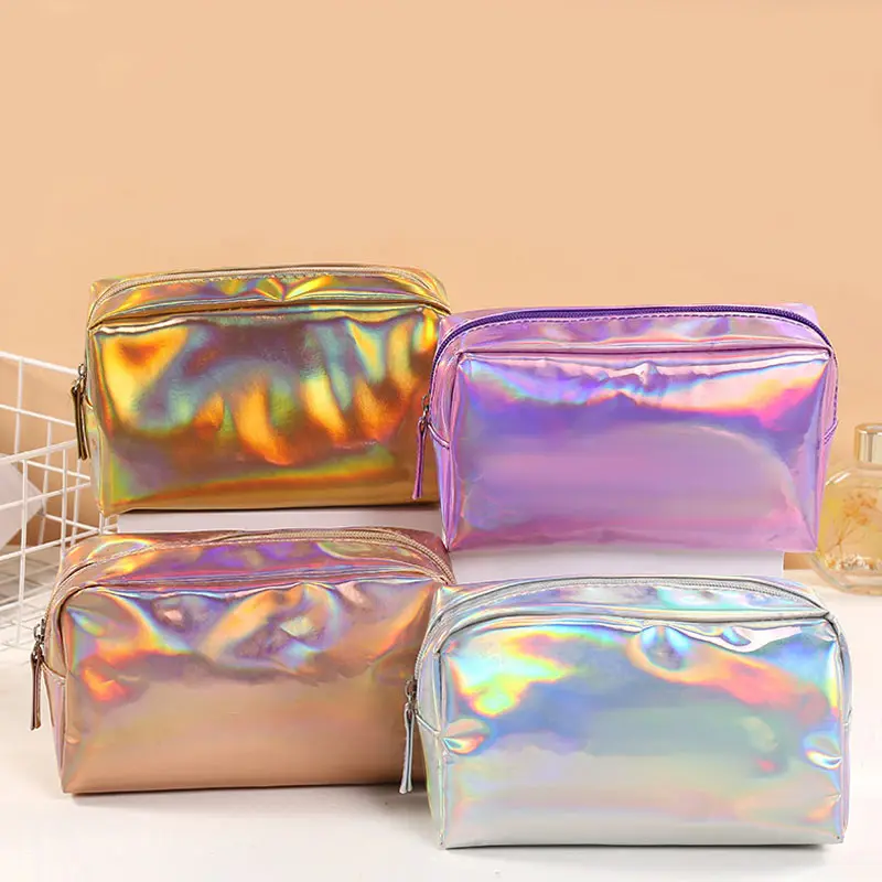 Shiny Cosmetic Bag Waterproof Colorful Holographic Makeup Bags Beauty Make Up Bags for Women