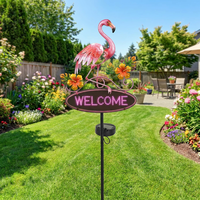 Lampes solaires de jardin d'extérieur, design flamant rose, étanches IP65, petites lampes à piquet LED avec lumière blanc chaud, à suspendre pour la cour et la pelouse