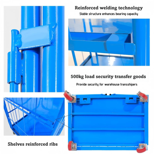 Chariot industriel personnalisable en acier PU à quatre roues Conteneur de stockage pliable et pliable OEM pour chariots à main pour entrepôt - Product Image 6