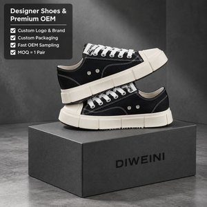 Zapatos de Diseñador de Lujo para Hombre y Mujer, Zapatillas Deportivas Casuales de Lona Negra y Blanca de Alta Calidad, Nuevas - Product Image 1