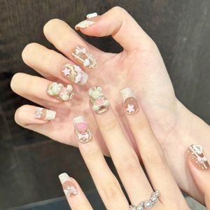 Uñas Postizas Kawaii 3D con Diseño de Mariposa, Oso y Fresa, Reutilizables, Hechas a Mano, Venta al por Mayor, 10 Piezas, Puntas de Uñas Acrílicas - Product Image 3