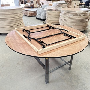 Tavolo Rotondo Pieghevole Moderno da 180 cm per Banchetti <span class=keywords><strong>in</strong></span> Hotel e Matrimoni, Arredamento <span class=keywords><strong>in</strong></span> <span class=keywords><strong>Legno</strong></span> per Ristoranti Commerciali, per 10 Persone - Product Image 3