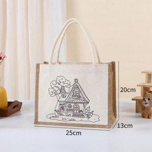 Hot Sale Jute Cartoon Shopping Custom Logo Tote <strong>Bag</strong> Casual Design Heavy Duty Woven Reusable <strong>Bag</strong> - Product Image 4